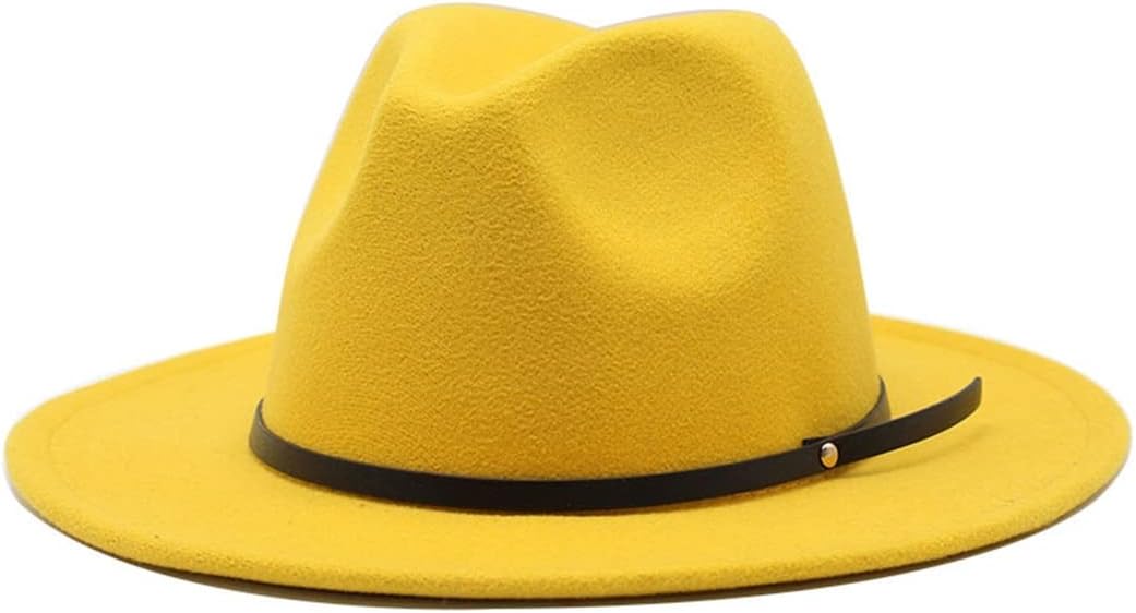 Women Men Woolen Vintage Felt Hat Felt Fedora Hat with Wide Brim Lady Winter Autumn Jazz Caps