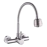 HomeLava Grifo de Cocina Montaje en Pared Grifo Flexible de 2 Funciones Pulverizador Rotación...