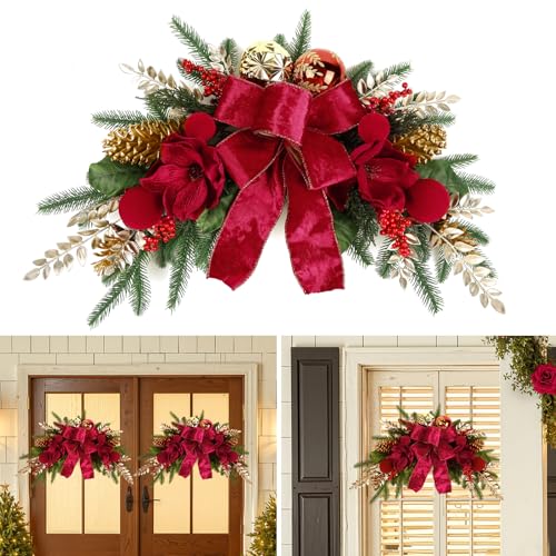 Alupssuc 24" Christmas Swag for Front Door Teardrop Decoration with