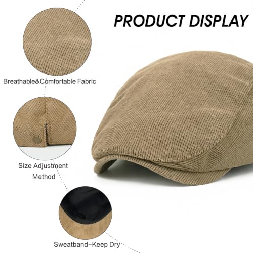 Image of 3Pcs Men's Newsboy Caps Cotton Cooling Hat Adjustable Flat Cap for Men