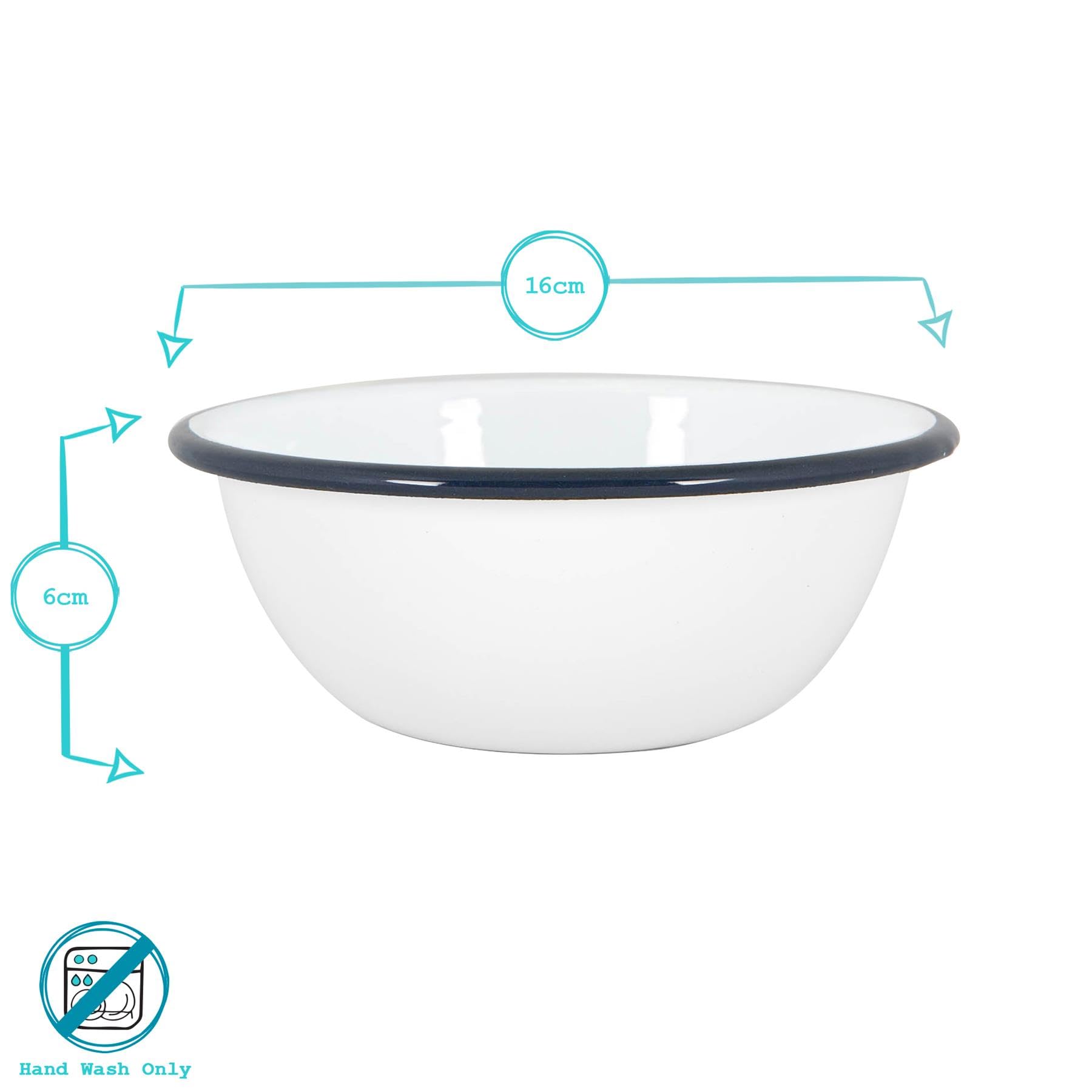 Argon Tableware Weiße Emailleschalen - 16cm - Marine - Pack Von 6