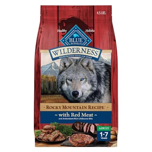 Blue Buffalo Wilderness Rocky Mountain Recipe High-Protein Adult Dry Dog Food Wholesome Red Meat, 4.5 lb Bag