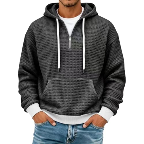 Sudadera con capucha para hombre chándal completo oversize de punto con bolsillo color negro talla M