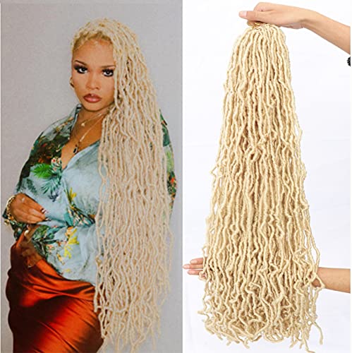 Blonde Soft Locs 36inch New Faux locs 613 Crochet Braids 1 Pack Curly Wavy Long Featherlight Dreadlocs Goddess Natural P