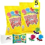Ring Pop (2 pack) 10 Pops Total |Individually Wrapped Lollipop Suckers w/Assorted Fruity Flavors - Fun Candy for |Easter basket fillers| Party Favors, Birthday, Halloween ,Any Occasion |Bonus MAJUU