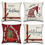 【Diseño práctico y hermoso】 Cojines de Feliz Navidad diseñados con una impresión lateral que viene con una cremallera oculta. El color brillante y la impresión clara le satisfarán.