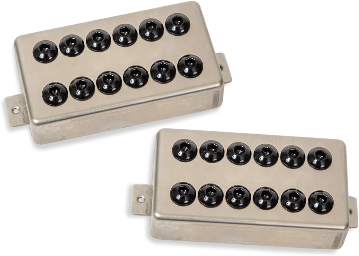 Seymour Duncan Invader Humbucker Set - Electric Guitar Pickups, Perfect for Hard Rock and Heavy Metal - Raw Nickel