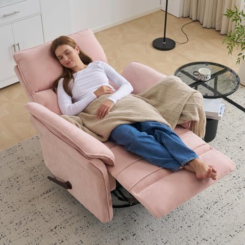 Sillón reclinable chenille rosa extra ancho miniatura 3