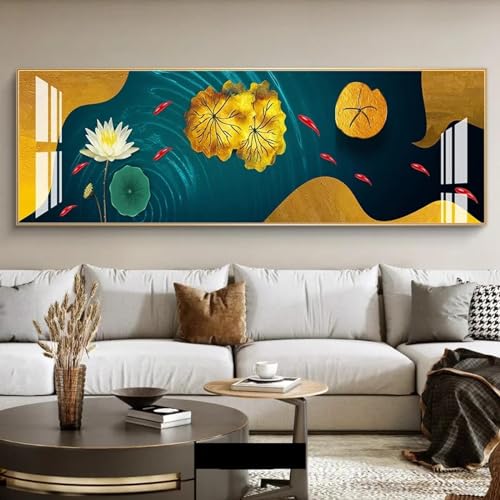 Affiche de peinture sur toile de style chinois carpe Feng Shui 50x150cm
