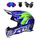 Produktbild ATV-Motocross-Helm Geschenkbrille Maskenhandschuhe V1 Moto Rennhelm für Damen und Herren,Blau,M