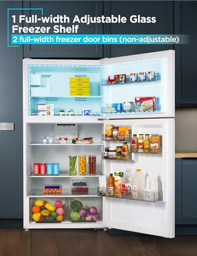 Image of BLACK+DECKER 24 Cu. Ft. Top Mount Refrigerator with Ice Maker, 2-Door Refrigerator with Top Freezer, Freezer with Icemaker and Adjustable Temperature Control, BR2400JIMW, White
