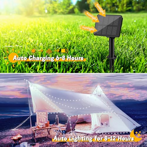 cshare Solar Lights Outdoor Garden, 1Pack 5M 50 LED Solar Fairy Lights Copper Wire 8 Modes Waterproof String Lights for Yard,Christmas Tree,Garden,Bedroom,Gate Indoor/Outside Decorations(Cool White) - Image 2