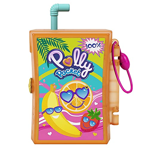 Polly Pocket GKJ53 - Saftspaß-Safari Schatulle mit lustigen Überraschungen, den kleinen Puppen Polly und Shani, 2 Faultier-Figuren und Stickerbogen; Spielzeug für Kinder ab 4 Jahren – Bild 3