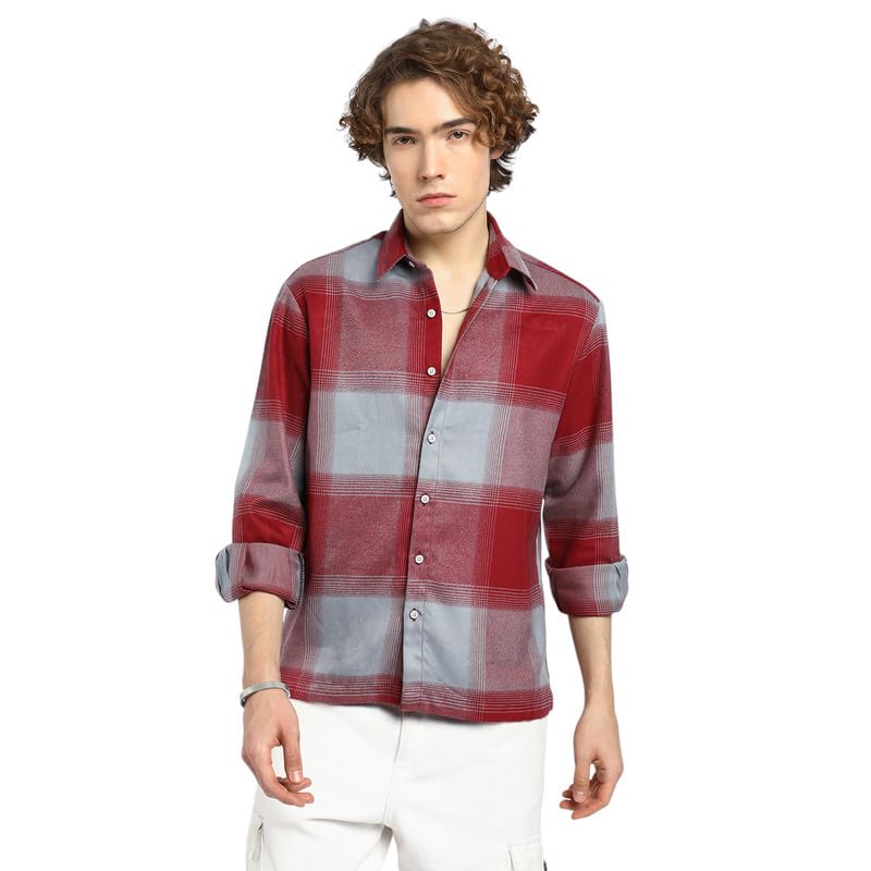 Image of CAHOOT Men's Shacket for Casual Wear | Spread Collar | Long Sleeve | Button Closure | Overshirt /Shacket Crafted with Comfort Fit for Everyday Wear