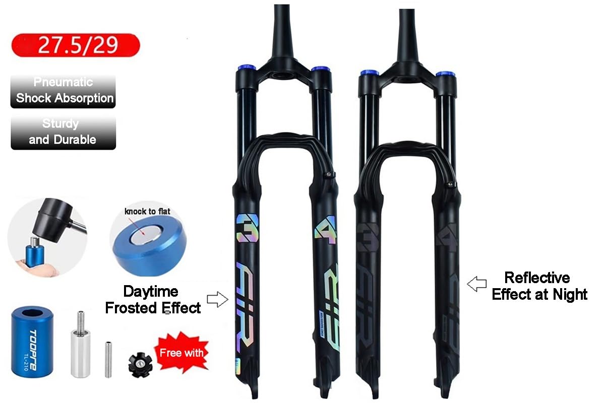 Horquilla de suspensión para Bicicleta de montaña de 27,5" y 29", Recorrido de 160 mm, Horquilla Delantera de Aire para Bicicleta de montaña, Control por Cable Manual, Tubo de Dire