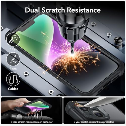 Image of ESR for iPhone 14 Pro Max Case, Compatible with MagSafe, Full-Body Military-Grade Drop Proof Case for iPhone 14 Pro Max with Built-in 9H+ Tempered Glass Screen Protector, Clear Black