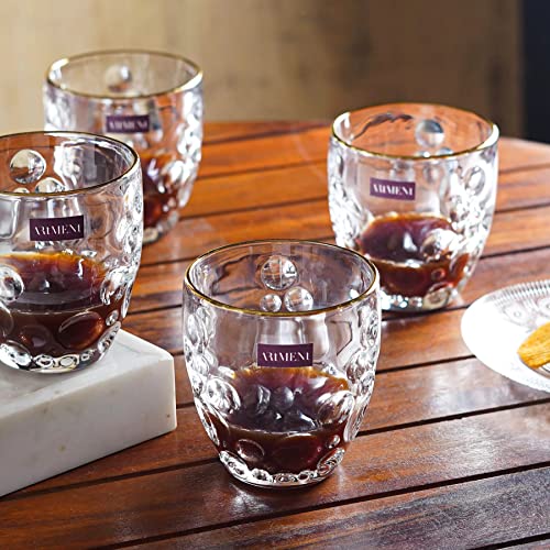 Image of The Artment your artistic apartment Your Artistic Apartment Gold Rimmed BubbleSwirl Crystal Whiskey Glasses Set of 8 for Drinkng Water | Wine | Wishkey | Juice| Cocktail | Home, Kitchen and Bar