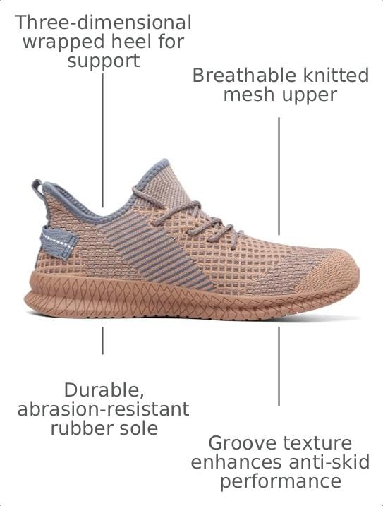 Image of Men's Walking Running Shoes Lightweight Breathable Sneakers | Easy slip-on design with knitted mesh upper. Lightweight non-slip tennis sneakers for gym, daily walking and work