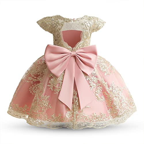 NNJXD Vestido de noiva de princesa de flores com bordado de renda para meninas, 2006 rosa, 2-3 años