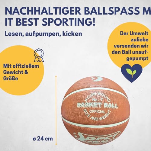 BEST SPORTING Basketball Gr&ouml;&szlig;e 7 I Unaufgepumpt I Hochwertiger Outdoor Ball I Robust f&uuml;r Kinder & Erwachsene I Offizielles Gewicht & Gr&ouml;&szlig;e