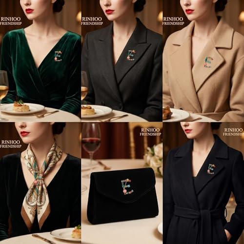 Image of Initial Brooch Pins A-Z 26 Letters Brooches For Women Colorful Enamel Alphabet Pin Pearl Crystal Lapel Pin