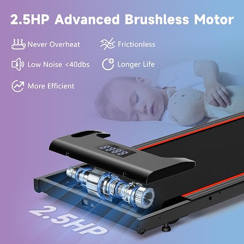 Portable Walking Pad Under Desk Treadmill with Remote Control, 2.5HP Motorized