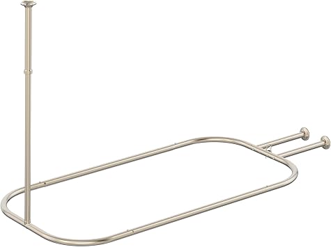 Shower Curtain Rod Hoop Square Shape for Bathroom, 58.3"x24" Brushed Nickel | for Clawfoot Tub,for Free Standing Tubs, Heavy Duty, No Rust Oval Shower Rod