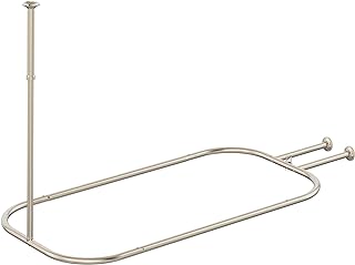 Brushed nickel oval shower curtain rod for a freestanding tub