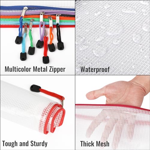 Image of EOOUT 32pcs Mesh Zipper Pouch Bags, Mesh Bags with Zipper, Zipper Pouch for Organizing, Letter Size, A4 Size, for Office Supplies, Puzzles