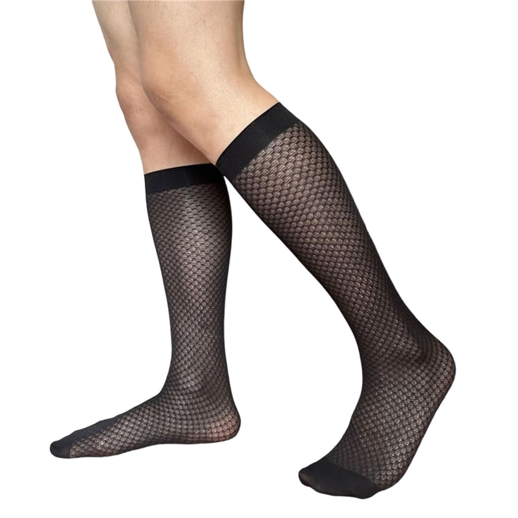 Elnwnnkc Mens Sheer Business Dress Sock Long Over the Calf Dress or Work Socks Nylon Formal Sock Knee Highs Work Stockings
