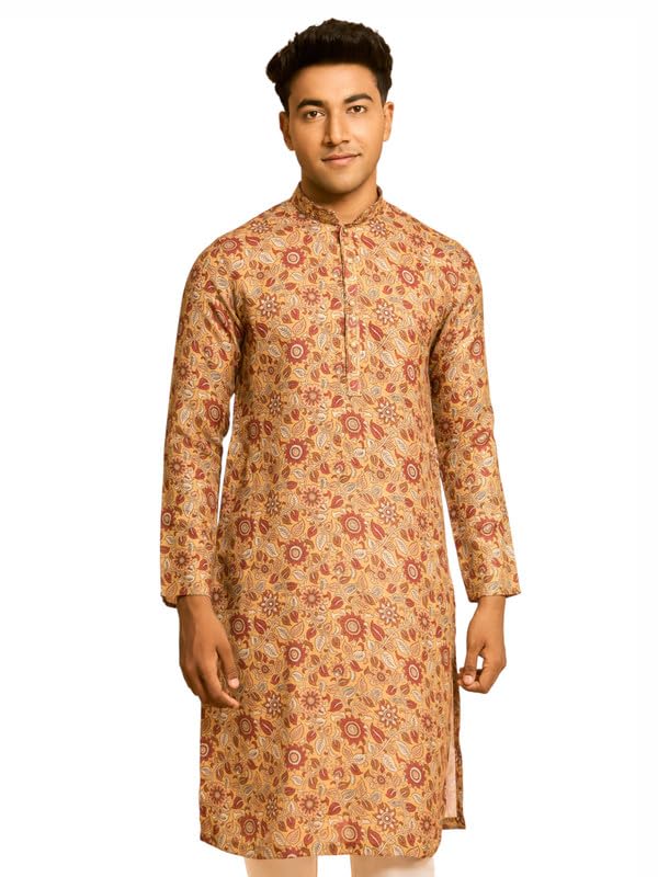 Image of DIWAS BY MANYAVAR Men's Cotton Blend Floral Motifs Printed Kurta (1pc)