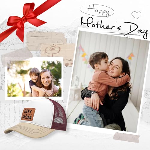 Image of Mother Mama Mom Hat for Women Leather Patch Baseball Mom Trucker Cap Gifts for Mothers Day Birthday