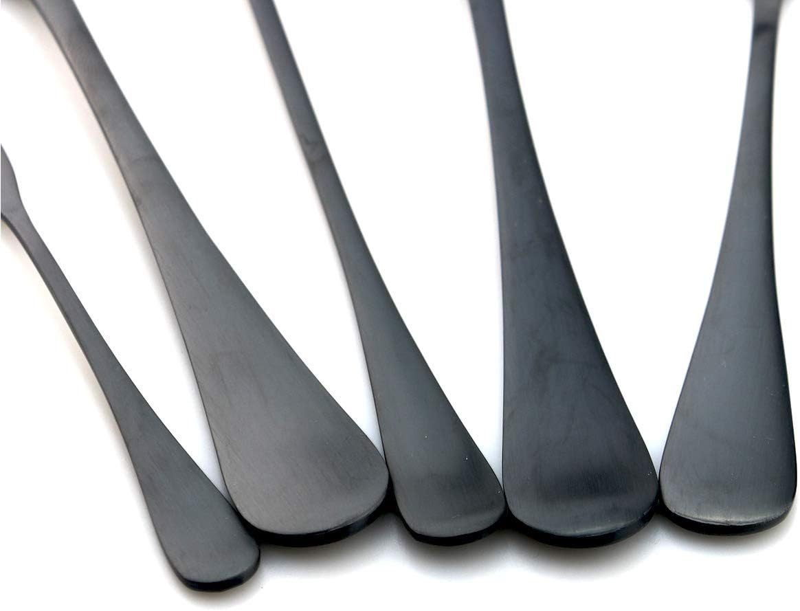 JASHII Modern Royal 24 Pcs Matte Black 18/10 Stainless Steel Utensils Cutlery Dinnerware Set, Steak Knife Fork and Spoon Flatware Set for Wedding Festival Christmas Party Service for 4