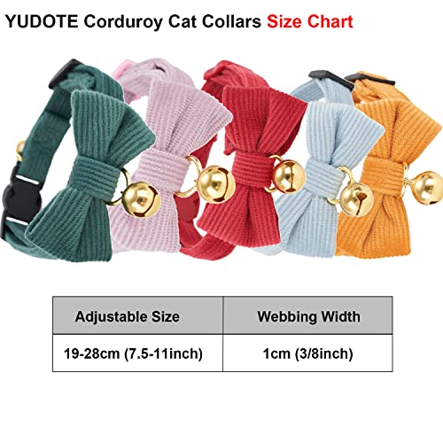 YUDOTE Ultra-soft Collar Natural Cotton Corduroy Made for Cats with Sensitive Skin,Lightweight Kitten Collars with Quick-release Buckle and Removeable Bow-tie,Light Pink Pack of 1 - Image 3