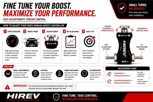 Manual Boost Controller - Adjustable Turbo Boost Control Kit, Universal Ball & Spring Wastegate Controller for Turbocharged Engines, Internal & External Wastegate Compatible