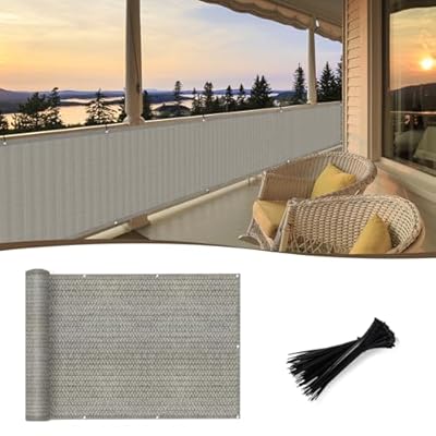SUNNY GUARD 3'x10' Brown-Grey Balcony Privacy Screen Fence, Apartments Railing Screen, Heavy Duty Wind Block Screen for Outdoor,Porch,Patio,Deck Privacy?We Make Custom Sizes?