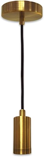 Miniatura 42 de Royal Designs, Inc. Iluminación colgante colgante, enchufe de luz colgante sin llave en forma de cilindro y toldo, cobre antiguo con cable de tela