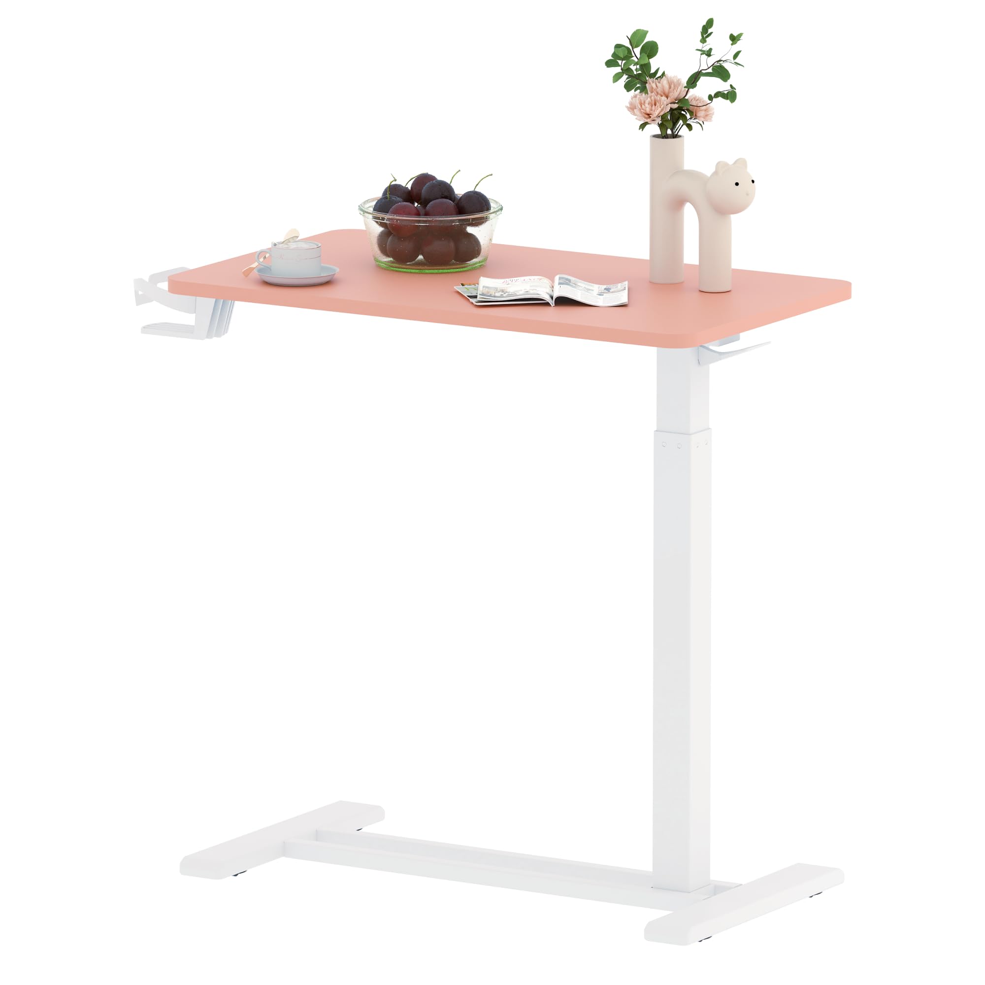 SANODESK Mobile Standing Desk with Hidden Wheels,Pneumatic Laptop Desk Rolling Computer Cart Movable Height Adjustable Small Sit Stand Desk for Home