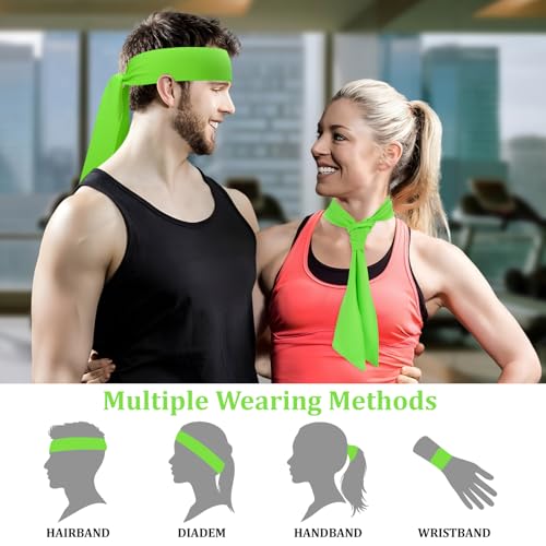 Image of ONUPGO 18Pcs Head Ties for Men Women, Adjustable Headbands Sports Sweatband Ninja Ties Head Band, Sweat Wicking Workout Headband for Sports, Running, Tennis, Yoga, Soccer, Karate