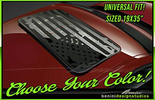 American Flag Sunroof Decal 2 - FITS Charger Challenger Dart Ram Compatible with Durango(Color: Matte Black)