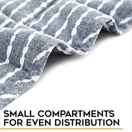 YnM Weighted Blanket,Heavy 100 Percent Oeko-Tex Certified Cotton Material, Bed Blanket for One Person of 240lbs, Ideal for Queen/King Bed (60x80 Inches, 25 Pounds, Blue White)