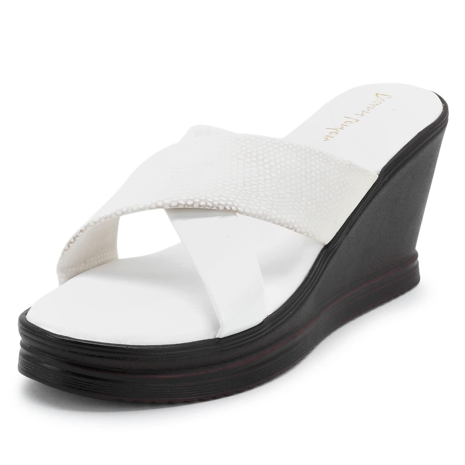 DEEANNE LONDON WOMENS (DN-145) WHITE EXTRA CUSHIONED CROSS STRAP WEDGES HEEL (39) (B09H4JHW8K) Amazon Price History, Amazon Price Tracker