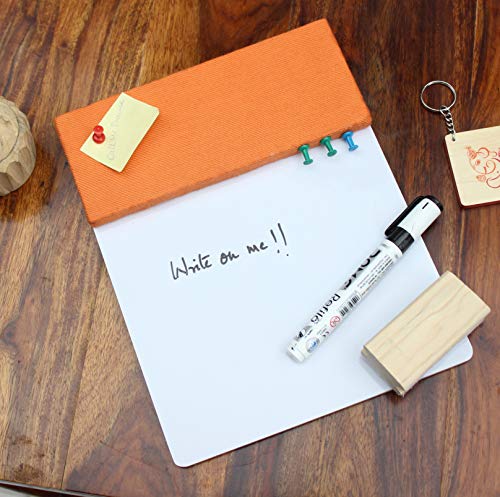Image of IVEI Combination Pin and White Board - Dry Erase and Bulletin Combo for Kids Study Room, Office, School, Home - Wall Hanging Dual Board - Orange