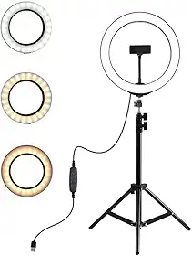 Ring Light Portátil Iluminador Led USB 26cm 3500k 5500k + Tripé