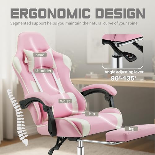 image for DUMOS Ergonomic Gaming Office Desk Chair with Footrest and Headrest fo