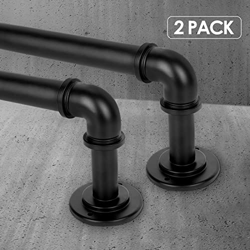 Black Industrial Curtain Rods 2 Pack,Curtain Rods For Windows 28 To 48 Inch(2.3-4Ft),1'' Blackout Wrap Around Curtain Rods,Indoor And Outdoor,Matte Black #TOP2