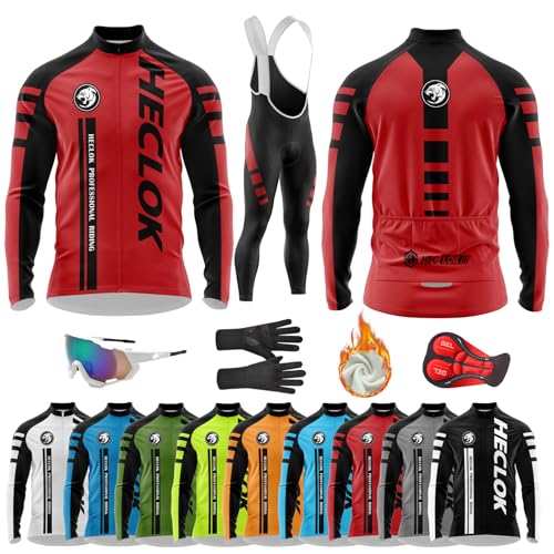 Ensemble cycliste hiver homme maillot thermique polaire pantalon vélo route gel 9D