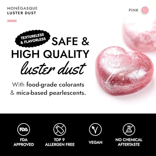 Image of MONEGASQUE Pink Edible Glitter for Drinks & Cakes, Luster Dust, 7g