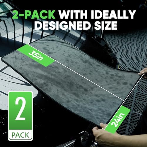 KKV Microfiber Towel Pack of 2 (35" x 24") Extra Large Super Absorbent Dry Towel for Car Truck No Streaks, Scratches or Water Scots