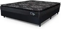 Cama Box Casal King Colchão Com Molas Ensacadas City Pillow Top 193x203x61cm Preto